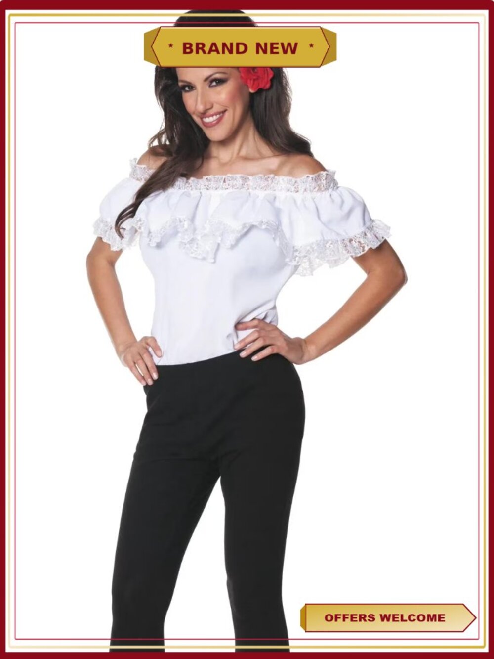 Off-Shoulder Ruffled Blouse Costume Top Halloween